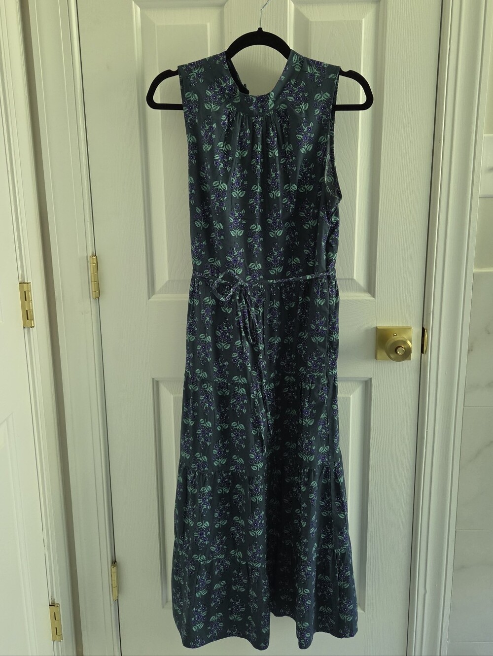 J. Crew Floral Sleeveless Midi Dress with Tie